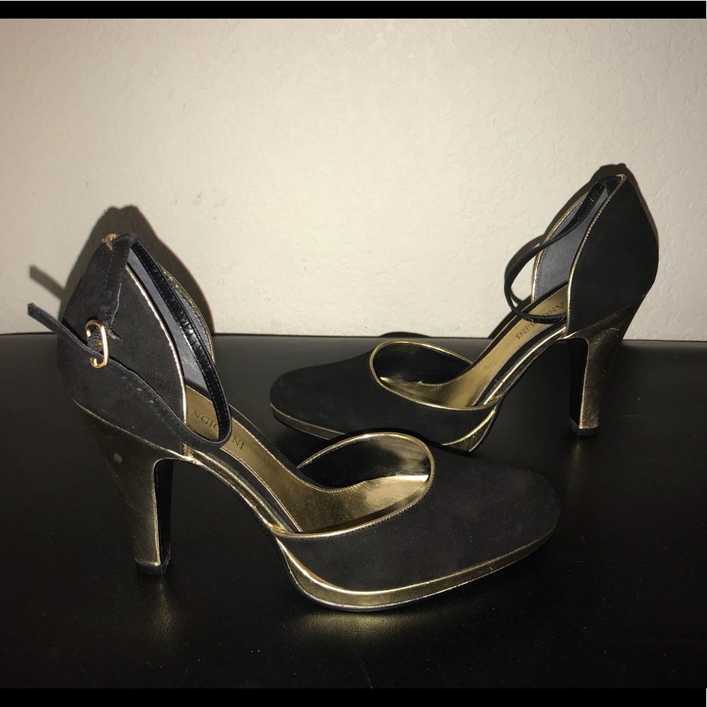 Enzo Angiolini black and gold heels - Picture 1 of 5